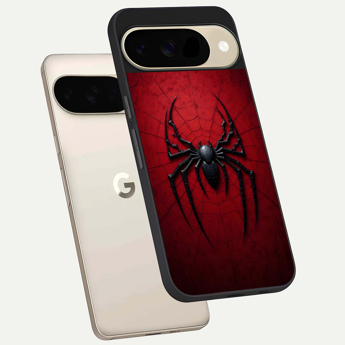  Superhero Web Emblem phone case For Google Pixel 9 showing premium glass back cover with detailed artwork