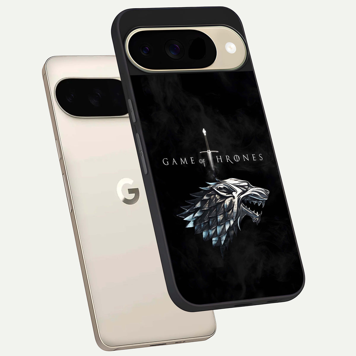  Throne Wolf Legacy phone case For Google Pixel 9 showing premium glass back cover with detailed artwork
