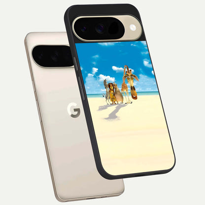  Tropical Fun Squad phone case For Google Pixel 9 showing premium glass back cover with detailed artwork
