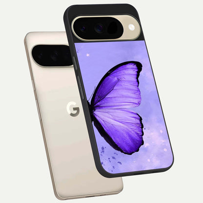  Violet Dream Wing phone case For Google Pixel 9 showing premium glass back cover with detailed artwork