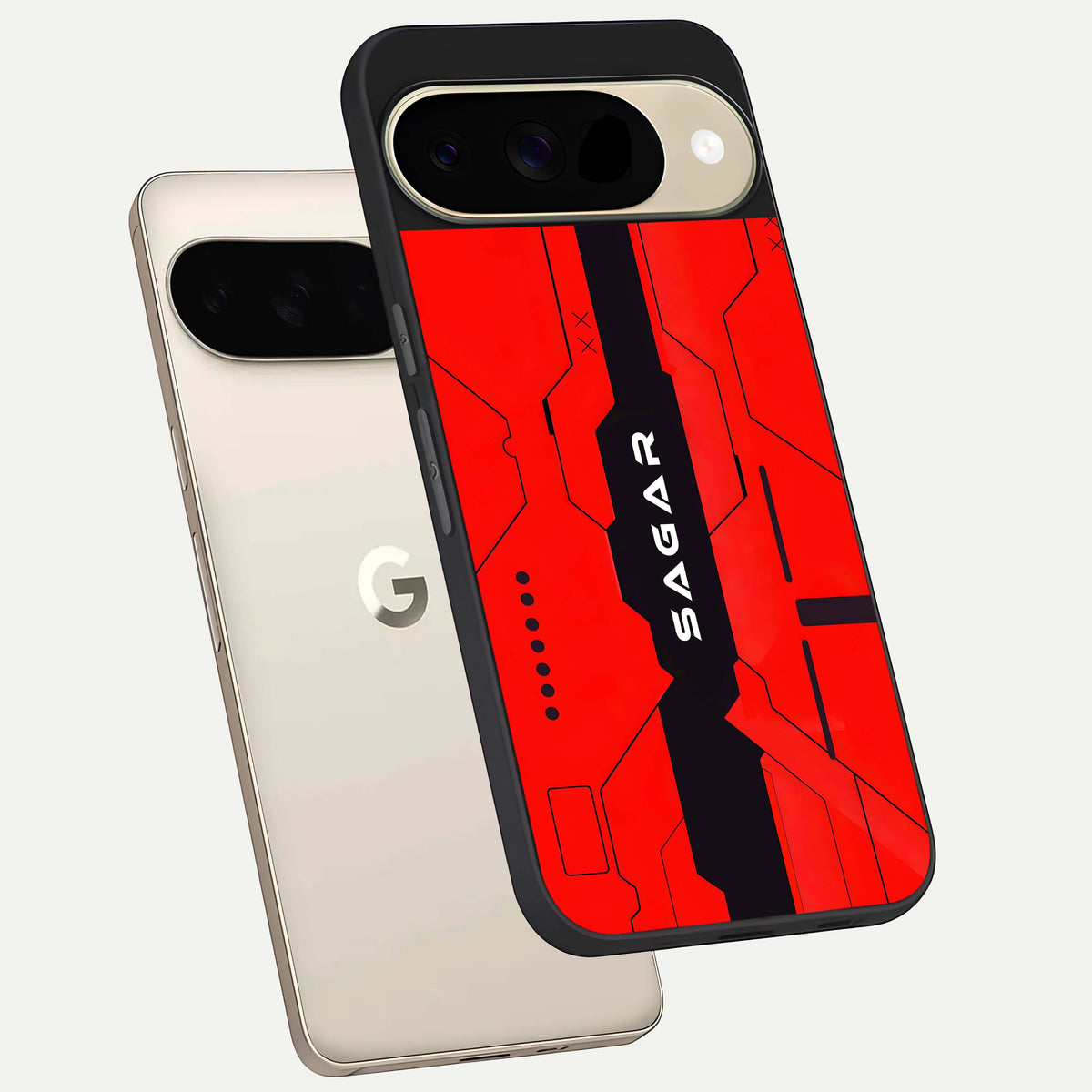  Voltage Rise CYBERPUNK Custom Name phone case For Google Pixel 9 showing premium custom name glass back cover