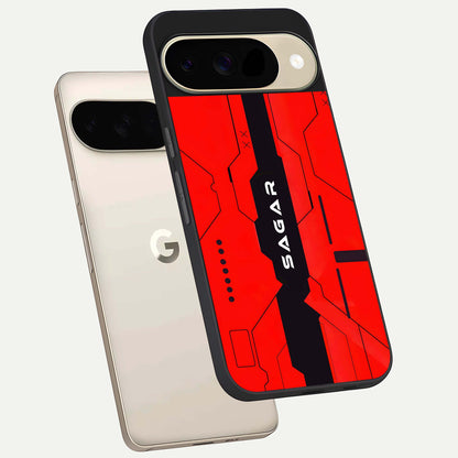  Voltage Rise CYBERPUNK Custom Name phone case For Google Pixel 9 showing premium custom name glass back cover