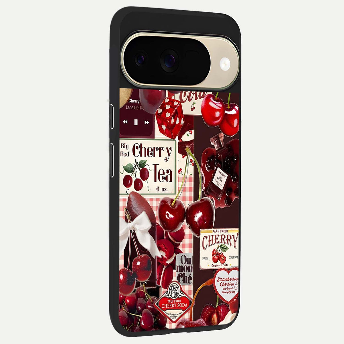  Aesthetic Cherry Tea back cover For Google Pixel 9 slim fit glass case with vibrant aesthetic design