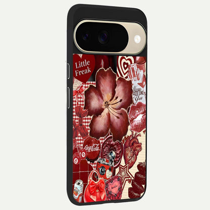  Aesthetic Little Freak back cover For Google Pixel 9 slim fit glass case with vibrant aesthetic design
