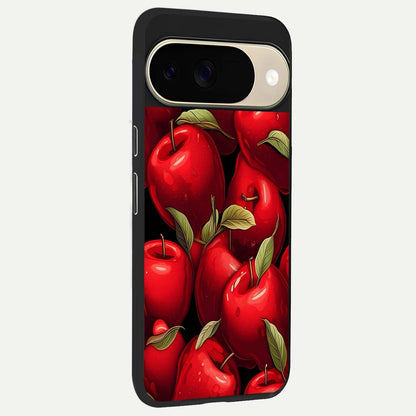  Apple Pattern back cover For Google Pixel 9 slim fit glass case with vibrant aesthetic design