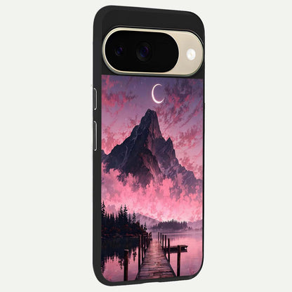  Beautiful Mountain View back cover For Google Pixel 9 slim fit glass case with vibrant aesthetic design