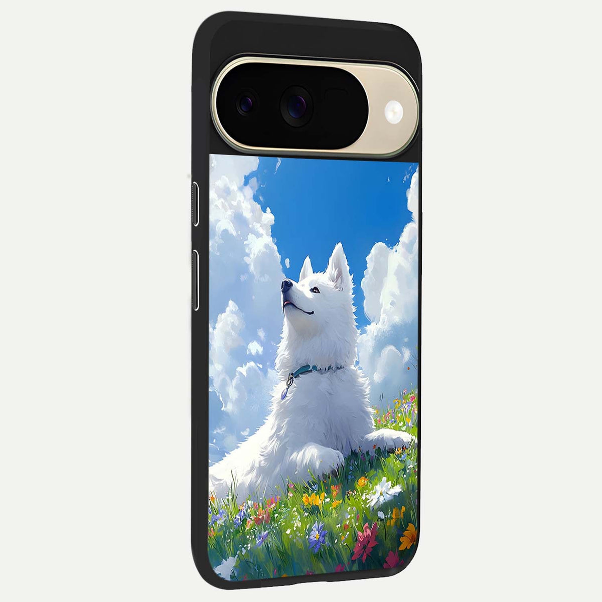  Blissful Cloud Pup back cover For Google Pixel 9 slim fit glass case with vibrant aesthetic design