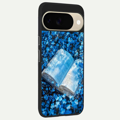  Blue Bloom Tales back cover For Google Pixel 9 slim fit glass case with vibrant aesthetic design