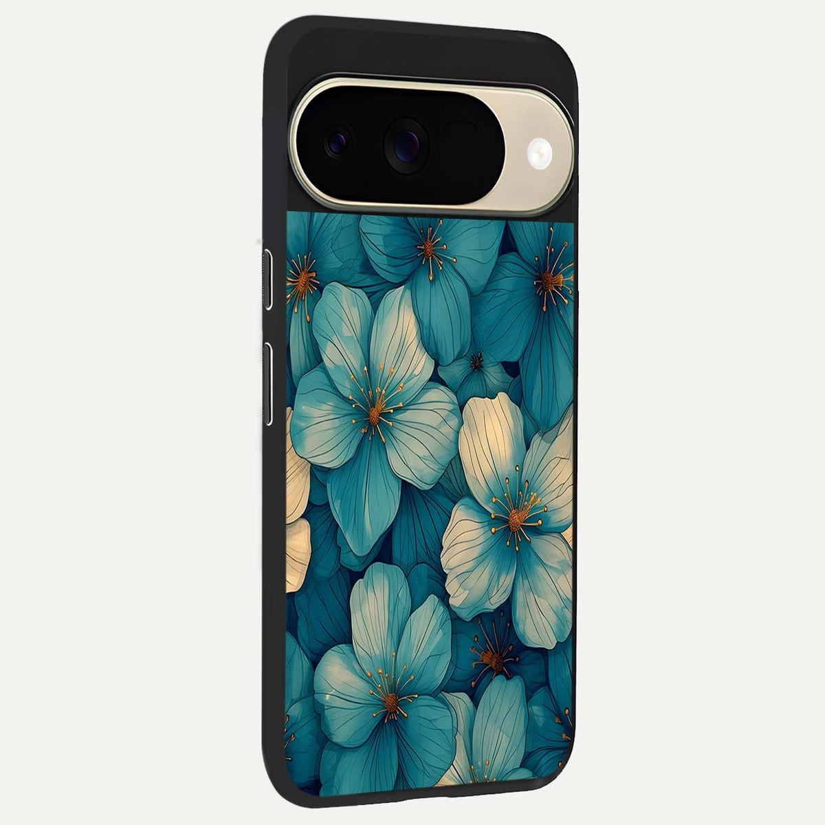  Blue Shade Floral back cover For Google Pixel 9 slim fit glass case with vibrant aesthetic design