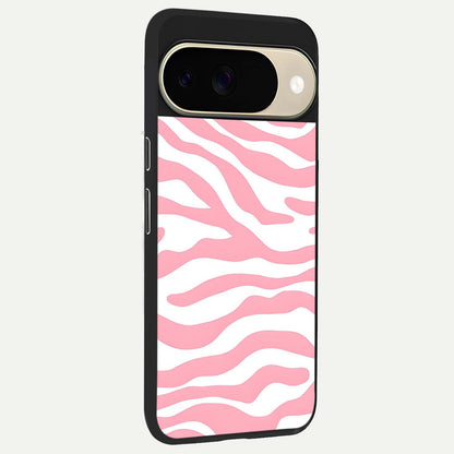  Blush Zebra Flow back cover For Google Pixel 9 slim fit glass case with vibrant aesthetic design