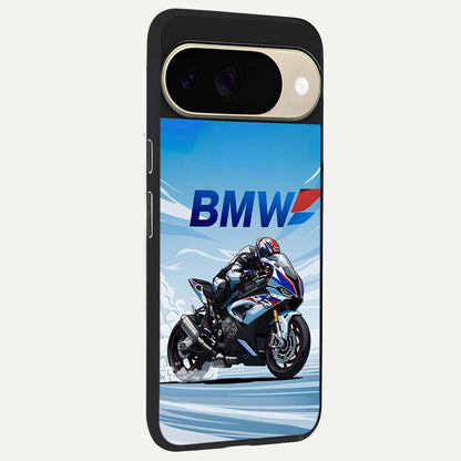  BMW Power Drift back cover For Google Pixel 9 slim fit glass case with vibrant aesthetic design