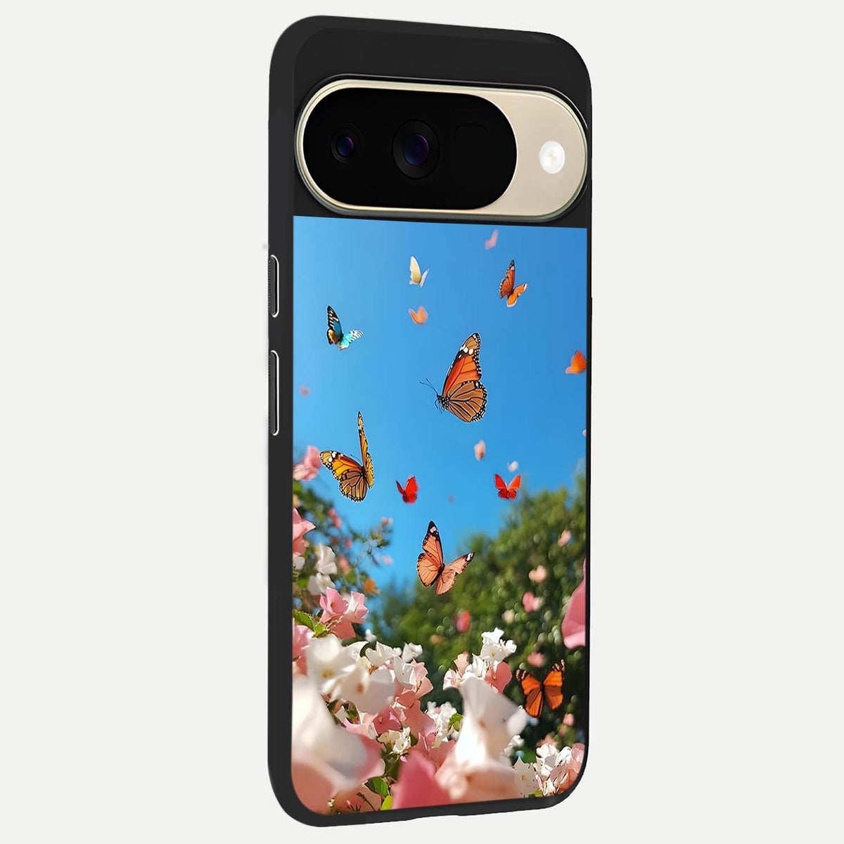  Butterflies In Bloom Sky back cover For Google Pixel 9 slim fit glass case with vibrant aesthetic design