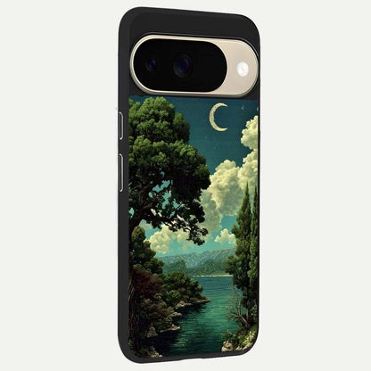  Celestial Lake Peace back cover For Google Pixel 9 slim fit glass case with vibrant aesthetic design