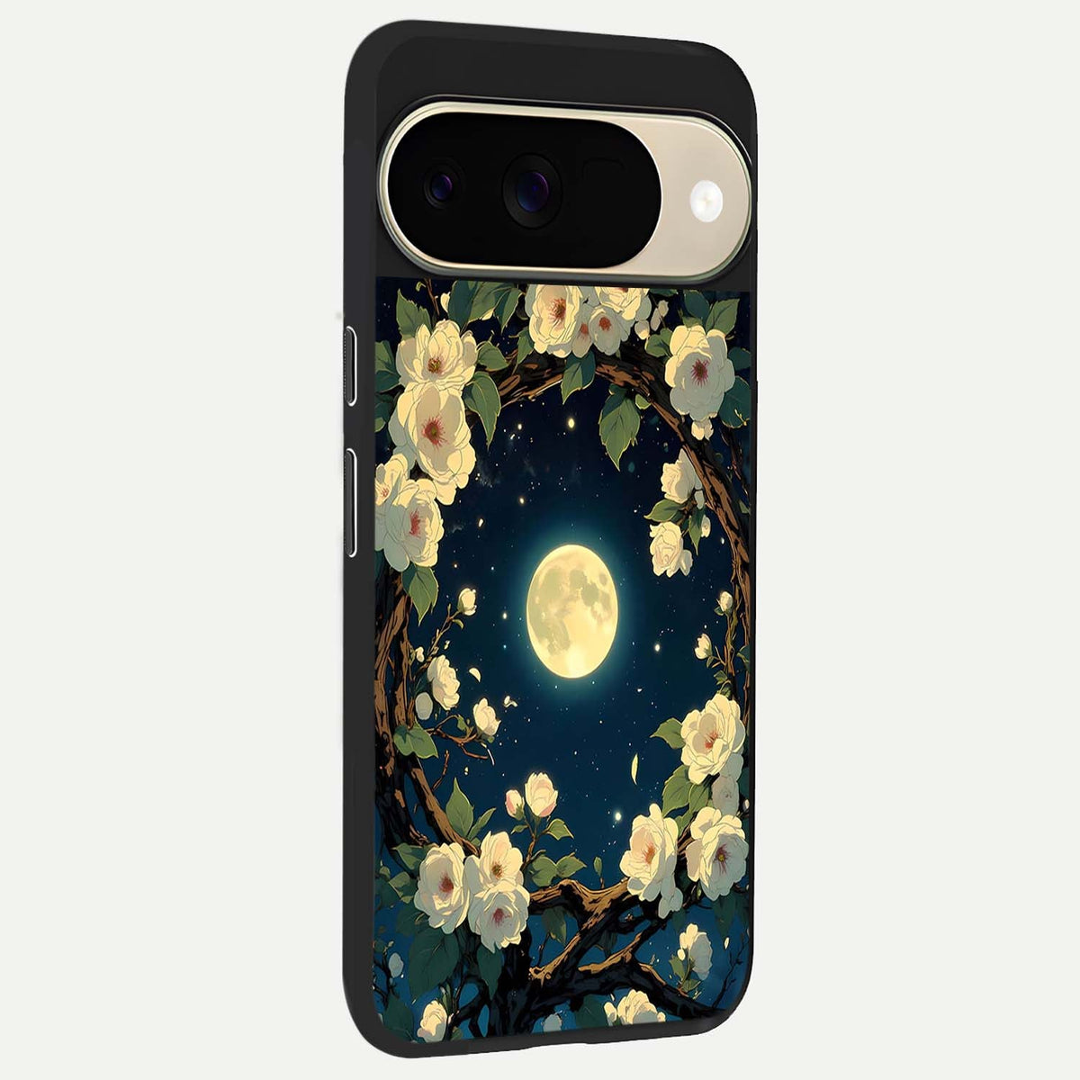  Celestial Moon And Flower back cover For Google Pixel 9 slim fit glass case with vibrant aesthetic design
