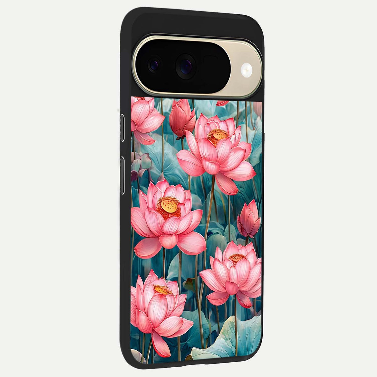  Celestial Pink Lotus back cover For Google Pixel 9 slim fit glass case with vibrant aesthetic design