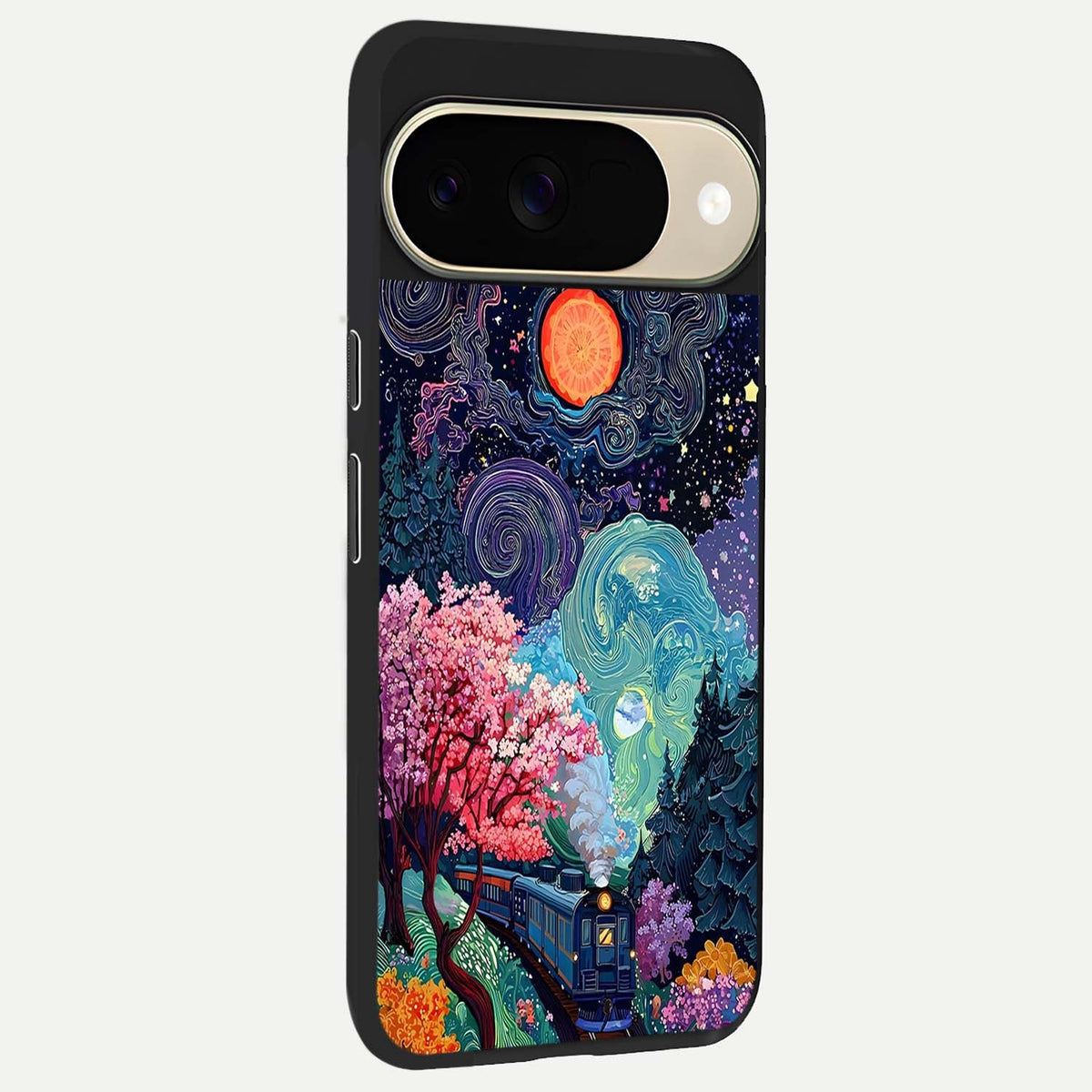  Celestial Train Journey back cover For Google Pixel 9 slim fit glass case with vibrant aesthetic design