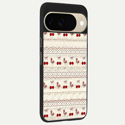  Cherry Bloom Charm back cover For Google Pixel 9 slim fit glass case with vibrant aesthetic design