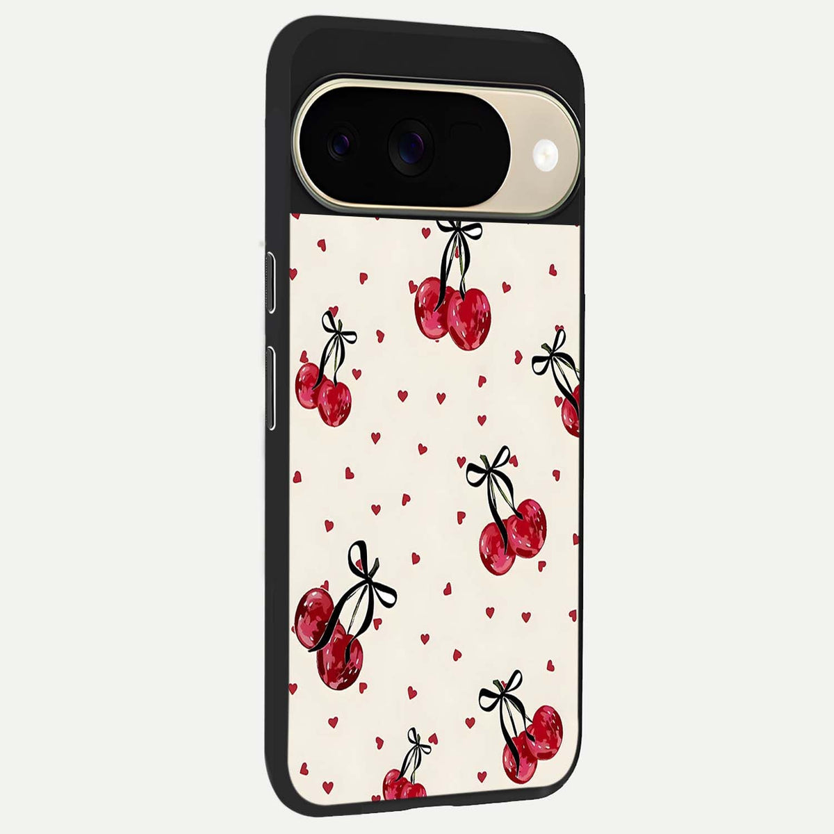  Cherry Heart Bow back cover For Google Pixel 9 slim fit glass case with vibrant aesthetic design