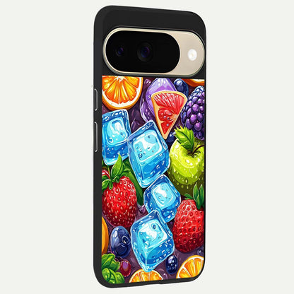  Colorful Fruits with Ice back cover For Google Pixel 9 slim fit glass case with vibrant aesthetic design