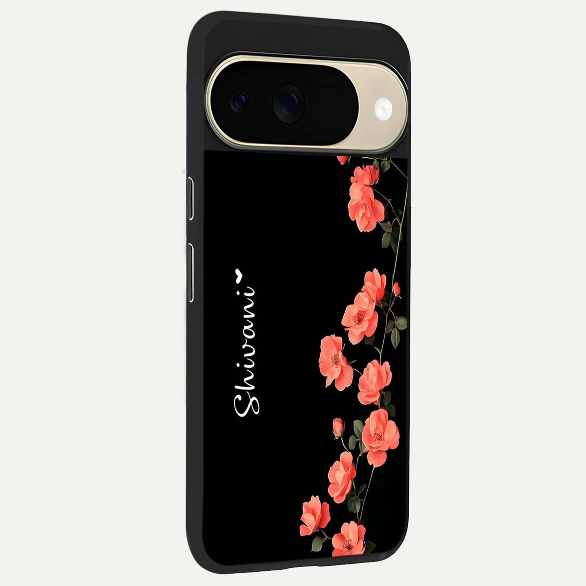  Crimson Bloom Grace Custom Name back cover For Google Pixel 9 slim fit glass case with vibrant aesthetic design