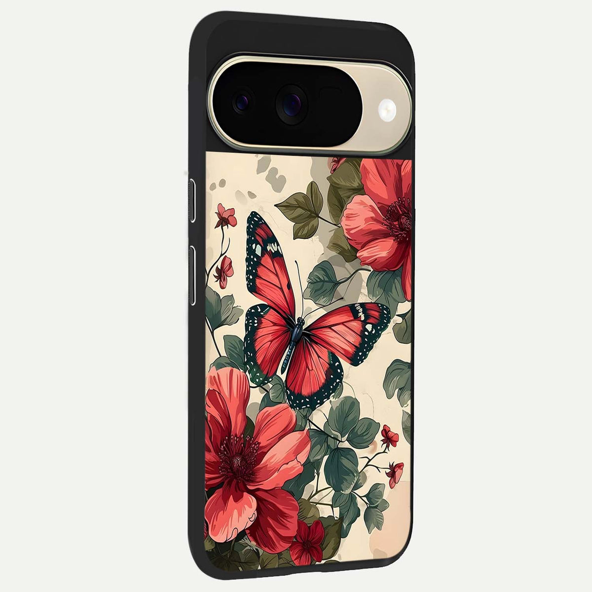 Crimson Butterfly Garden back cover For Google Pixel 9 slim fit glass case with vibrant aesthetic design