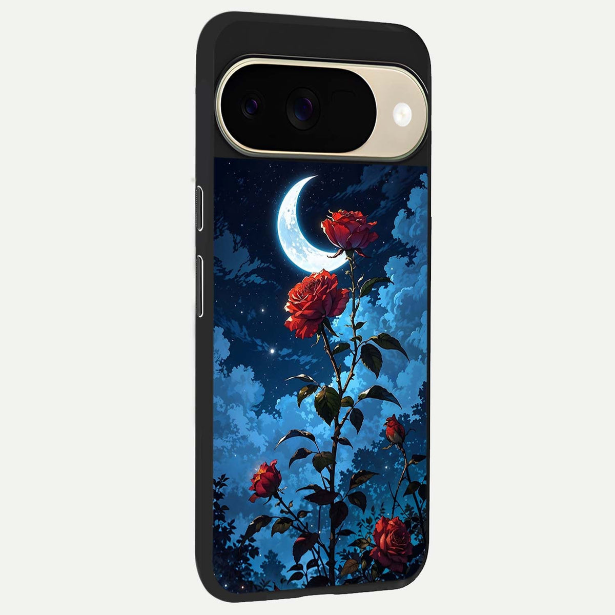  Crimson Rose Moon back cover For Google Pixel 9 slim fit glass case with vibrant aesthetic design