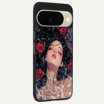  Crimson Rose Serenity back cover For Google Pixel 9 slim fit glass case with vibrant aesthetic design