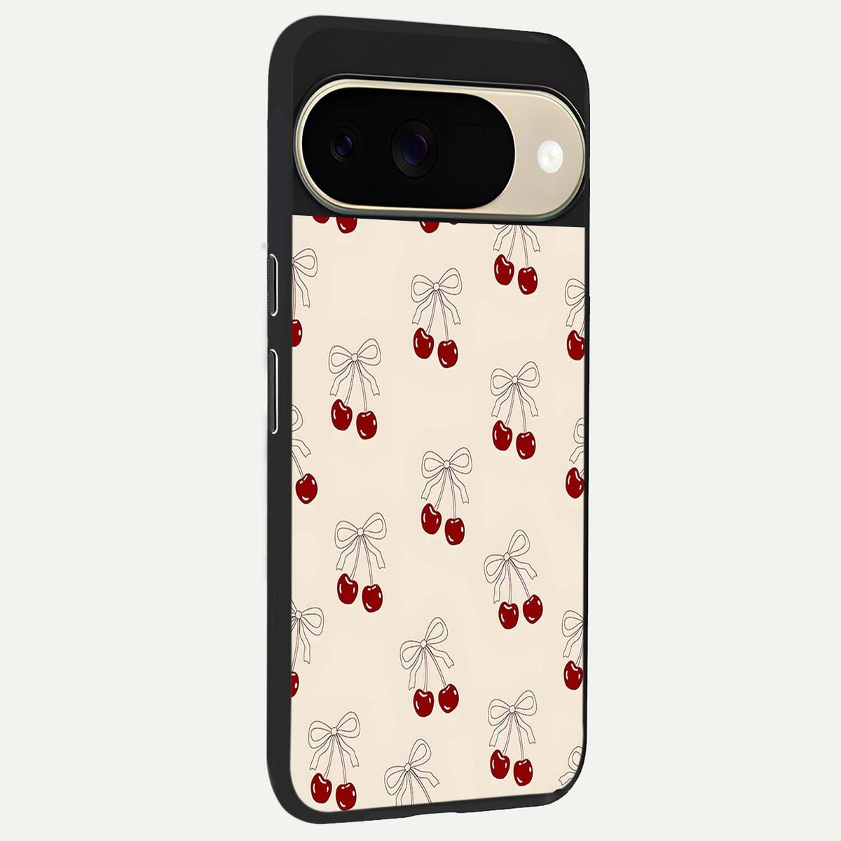  Cute Cherry Pattern back cover For Google Pixel 9 slim fit glass case with vibrant aesthetic design