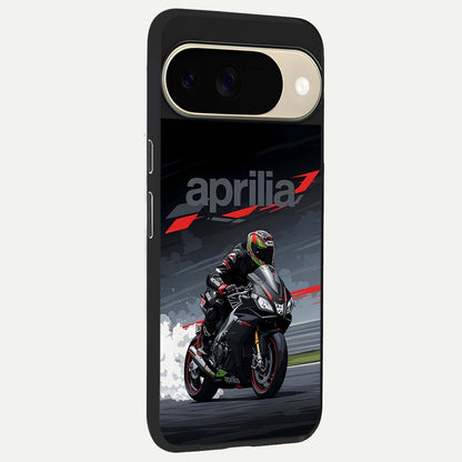  Dark Aprilla back cover For Google Pixel 9 slim fit glass case with vibrant aesthetic design