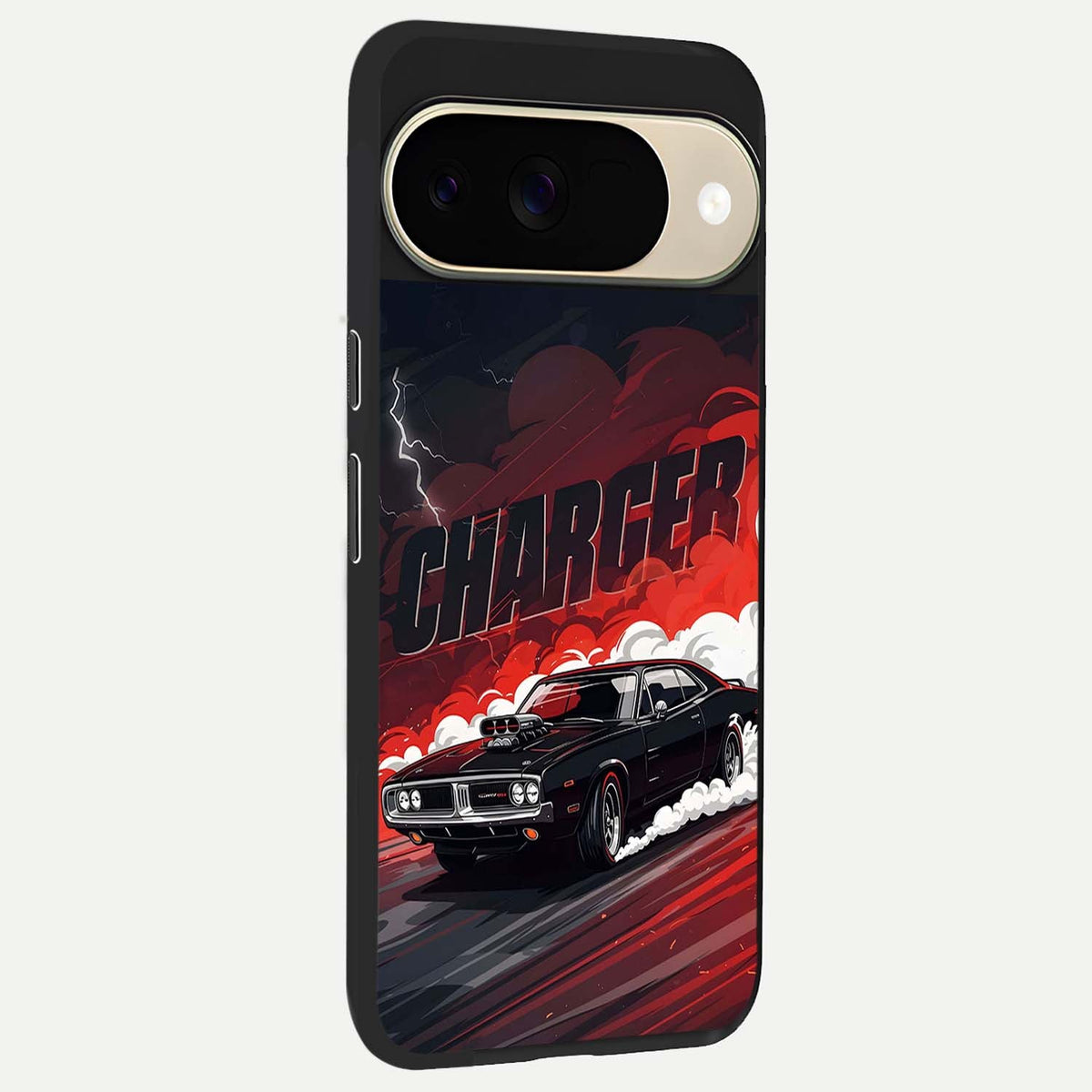  Dark Charger Fury back cover For Google Pixel 9 slim fit glass case with vibrant aesthetic design