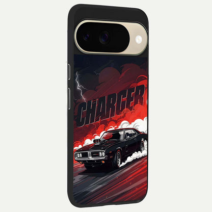  Dark Charger Fury back cover For Google Pixel 9 slim fit glass case with vibrant aesthetic design