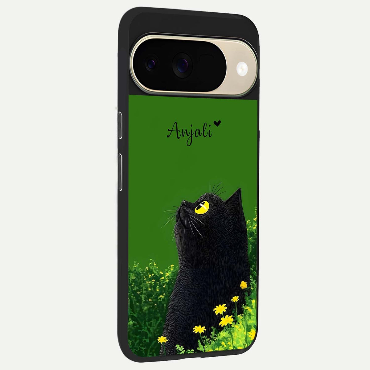  Emerald Cat Custom Name back cover For Google Pixel 9 slim fit glass case with vibrant aesthetic design