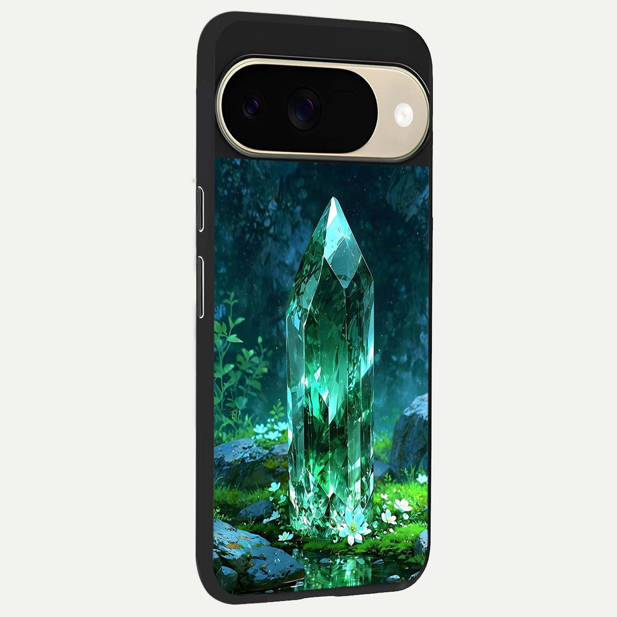  Emerald Light Crystal back cover For Google Pixel 9 slim fit glass case with vibrant aesthetic design
