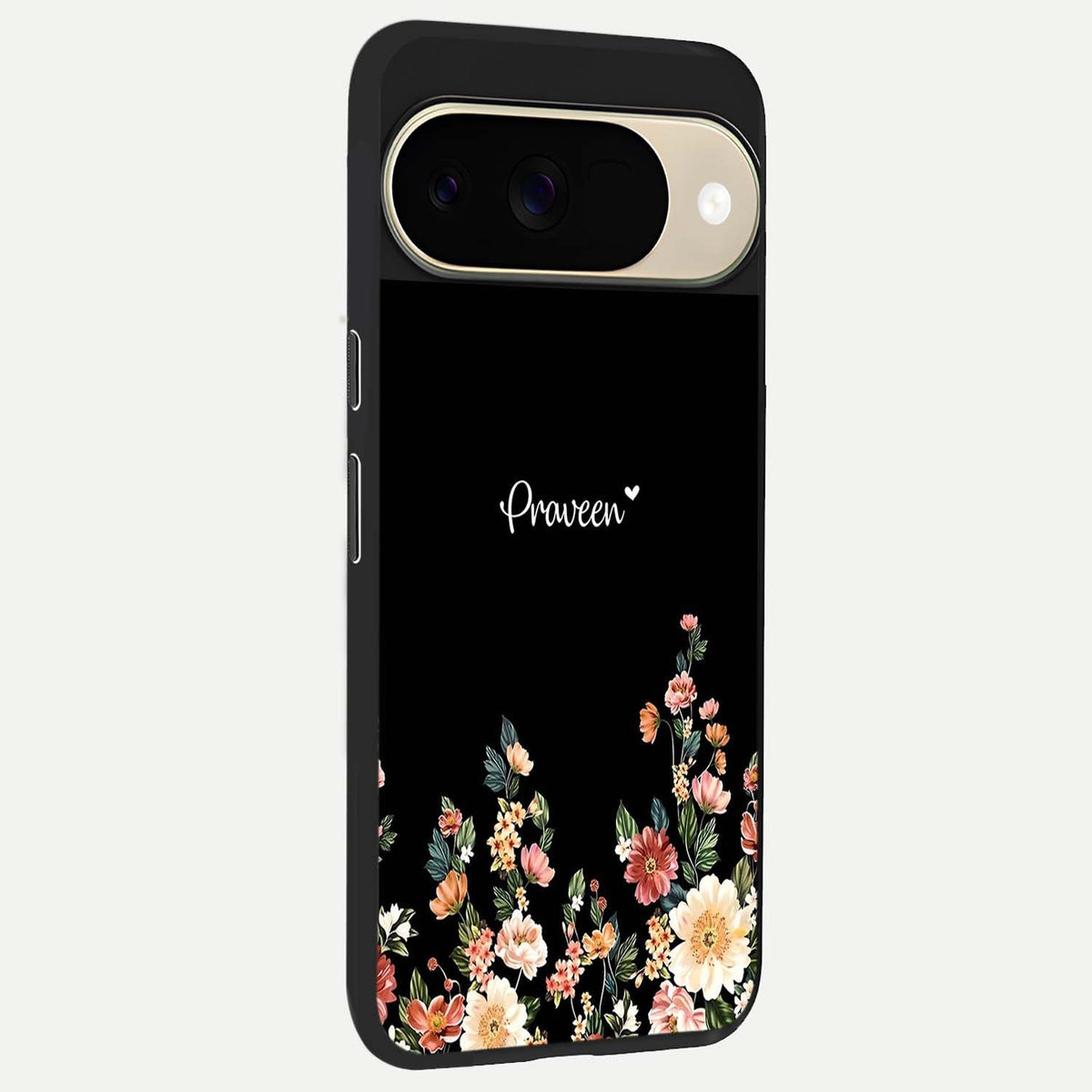  Floral Design Personalized Custom Name back cover For Google Pixel 9 slim fit glass case with vibrant aesthetic design