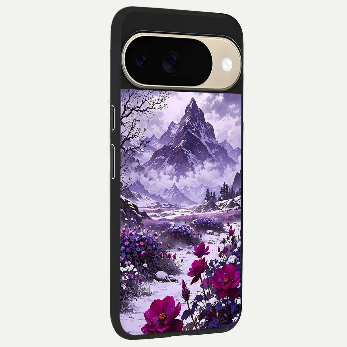  Flower Mountain View back cover For Google Pixel 9 slim fit glass case with vibrant aesthetic design