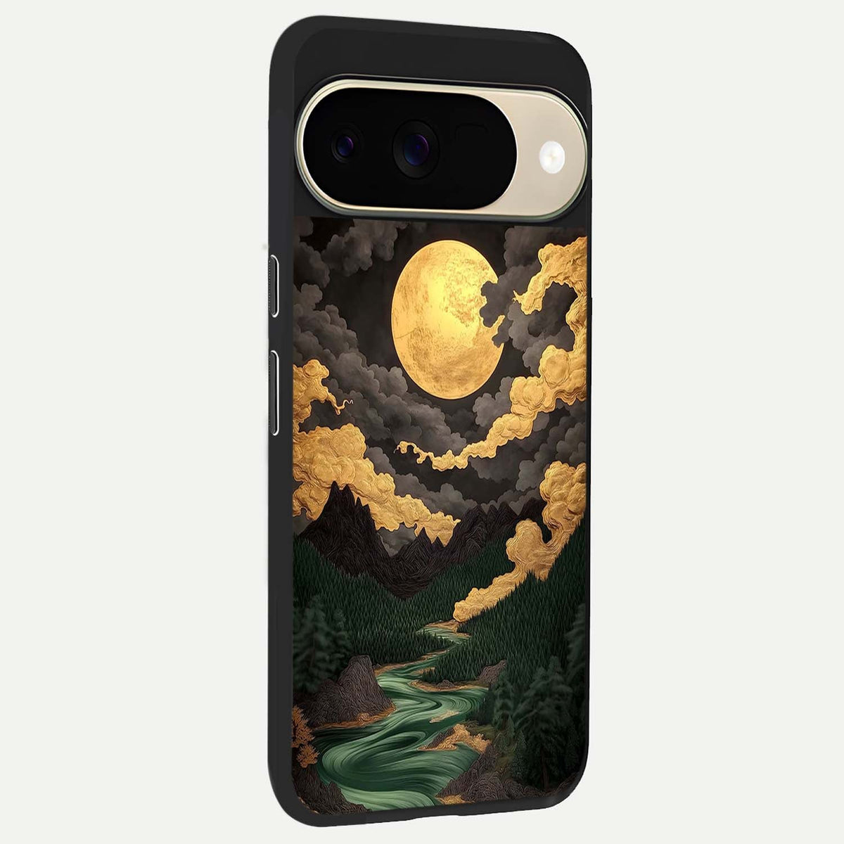  Golden River Moon back cover For Google Pixel 9 slim fit glass case with vibrant aesthetic design