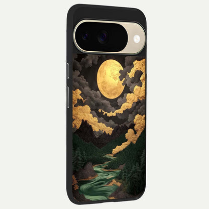  Golden River Moon back cover For Google Pixel 9 slim fit glass case with vibrant aesthetic design