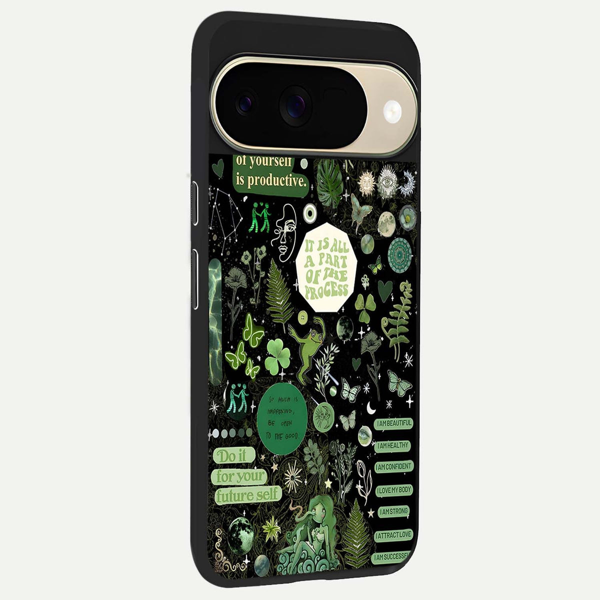  Green Mandala Pattern back cover For Google Pixel 9 slim fit glass case with vibrant aesthetic design