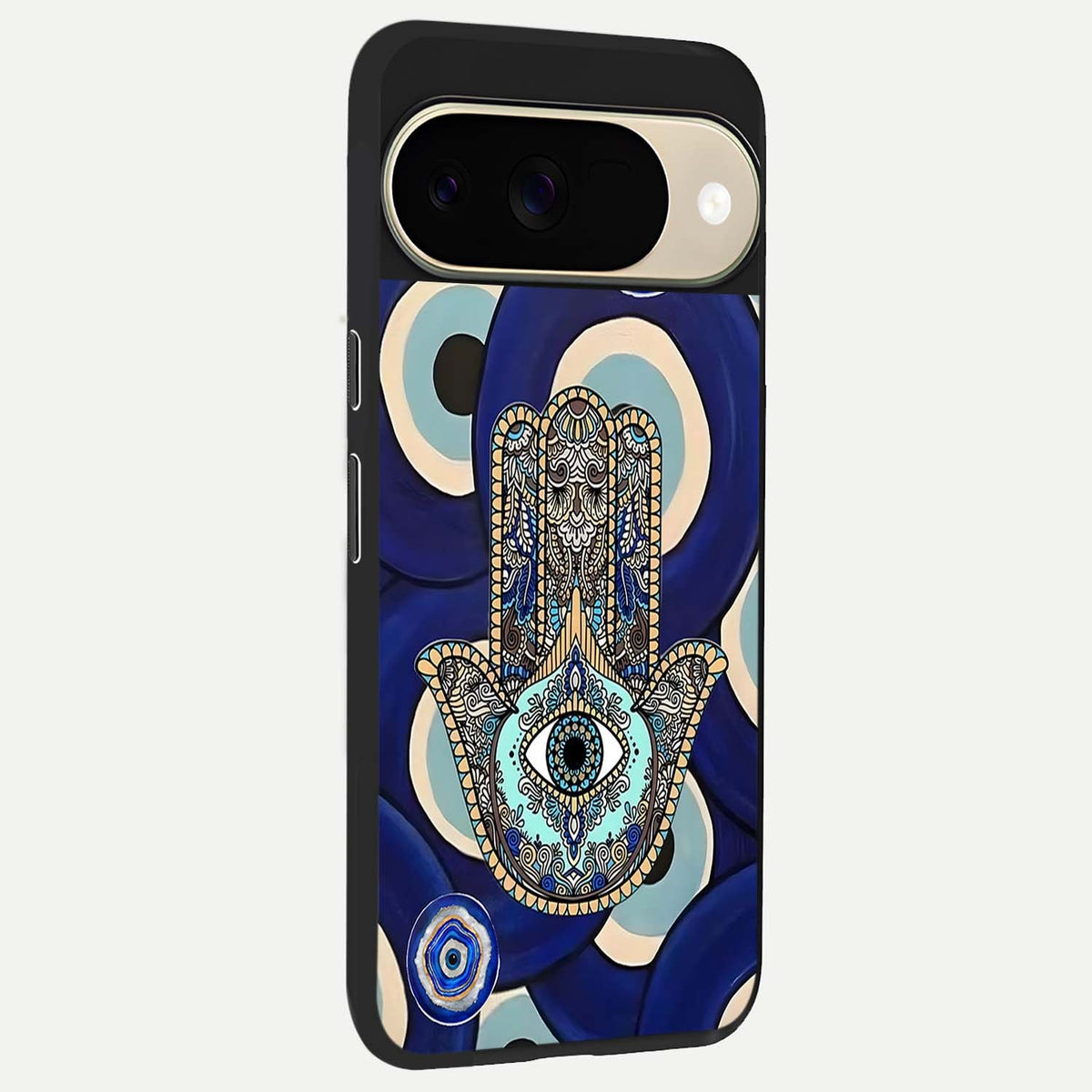  Hamsa Divine Guard back cover For Google Pixel 9 slim fit glass case with vibrant aesthetic design