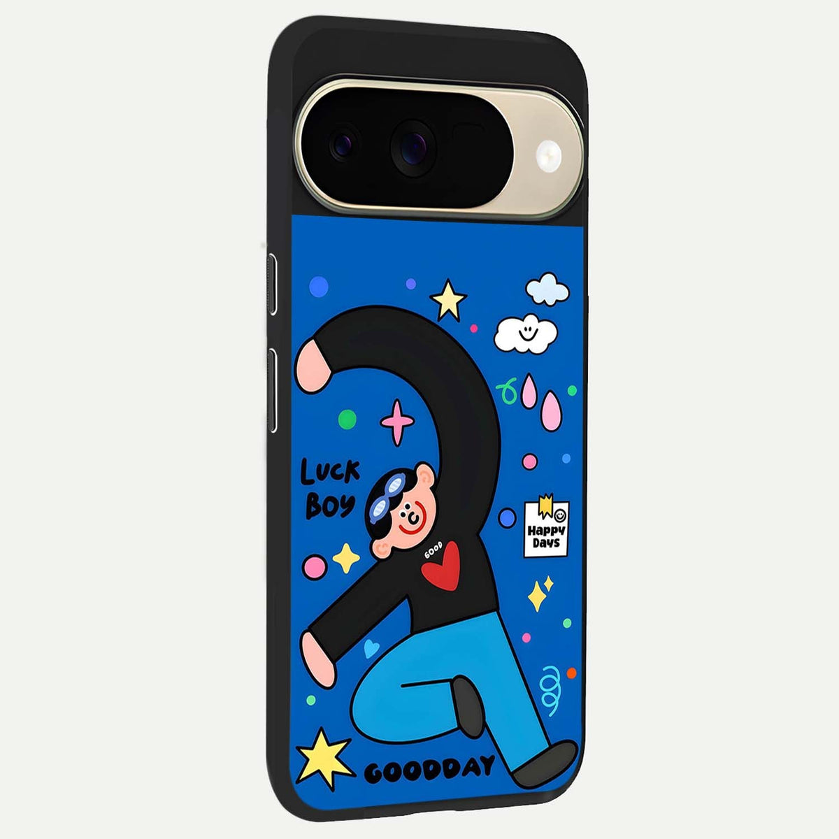  Happy Luck Vibe back cover For Google Pixel 9 slim fit glass case with vibrant aesthetic design