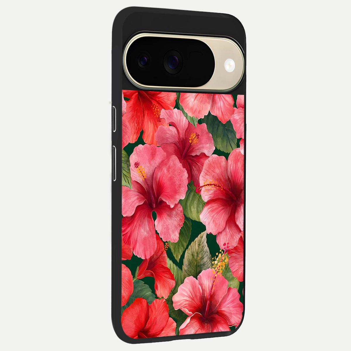  Hibiscus Pattern back cover For Google Pixel 9 slim fit glass case with vibrant aesthetic design