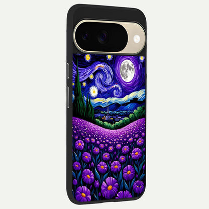  Lavender Moon Field back cover For Google Pixel 9 slim fit glass case with vibrant aesthetic design