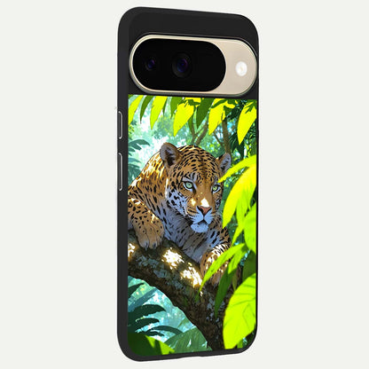  Leopard in Jungle back cover For Google Pixel 9 slim fit glass case with vibrant aesthetic design