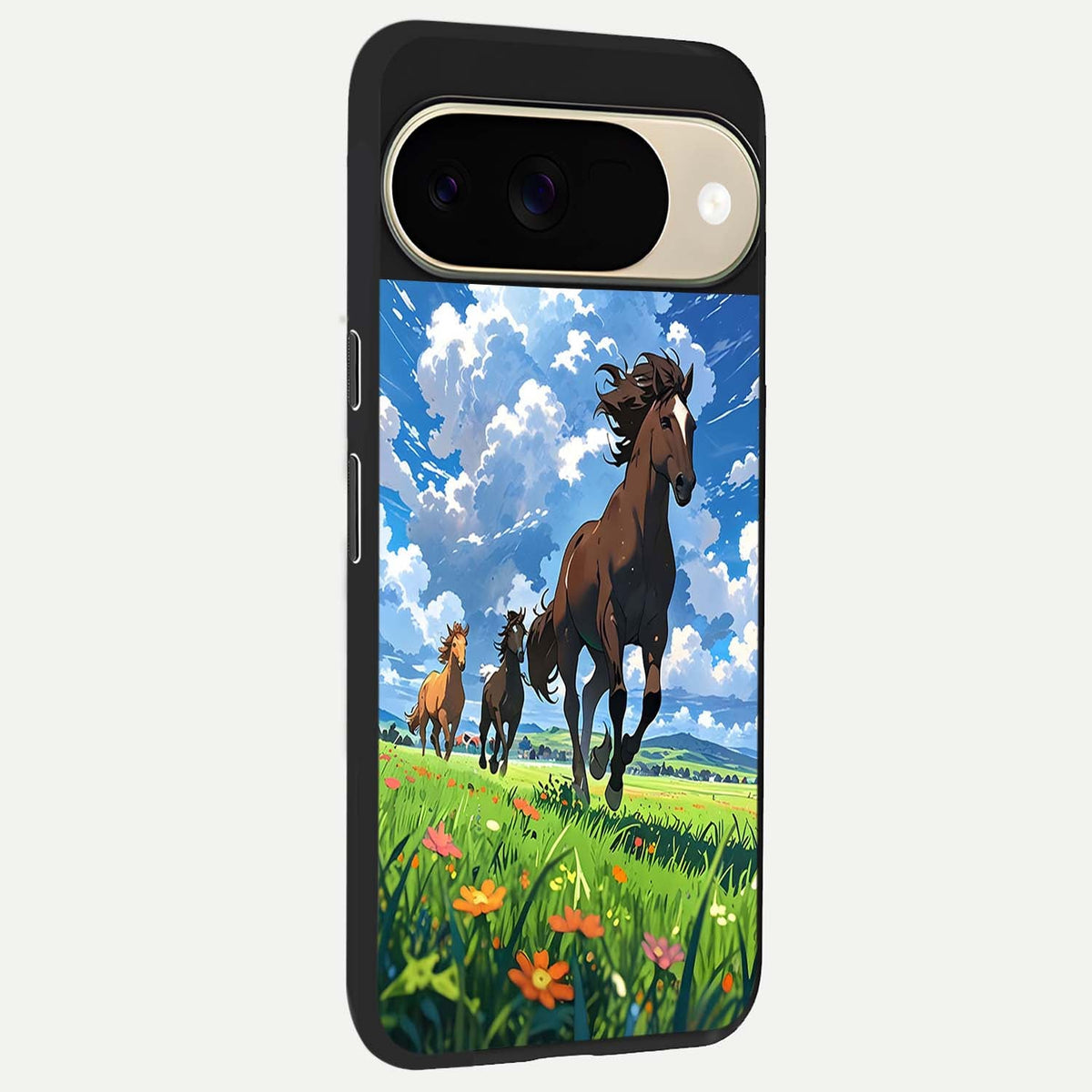  Majestic Horses Galloping back cover For Google Pixel 9 slim fit glass case with vibrant aesthetic design