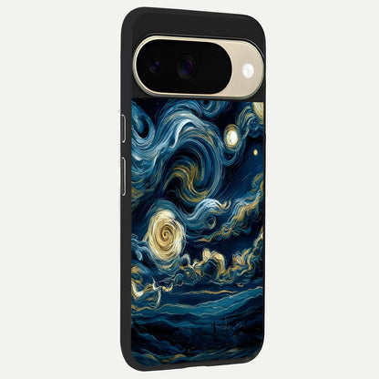  Midnight Sky Whirl back cover For Google Pixel 9 slim fit glass case with vibrant aesthetic design