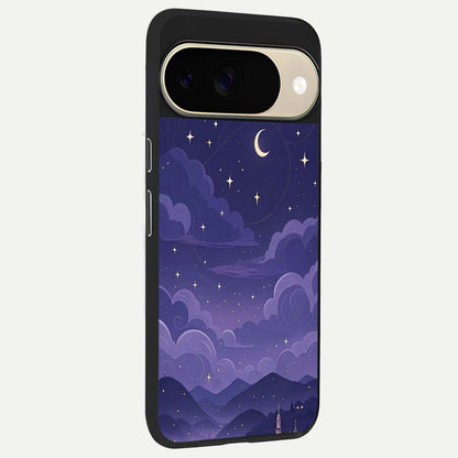 Minimal Night View back cover For Google Pixel 9 slim fit glass case with vibrant aesthetic design