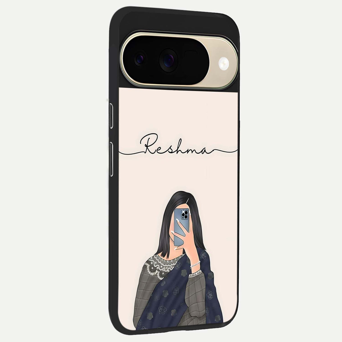  Mirror Mood Muse With Custom Name back cover For Google Pixel 9 slim fit glass case with vibrant aesthetic design