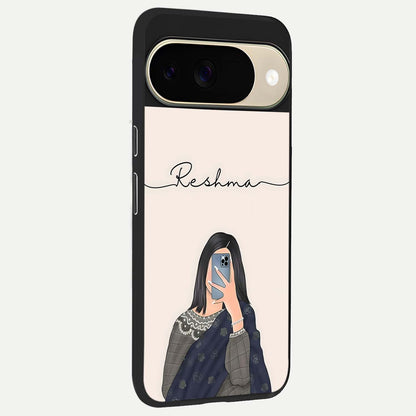  Mirror Mood Muse With Custom Name back cover For Google Pixel 9 slim fit glass case with vibrant aesthetic design
