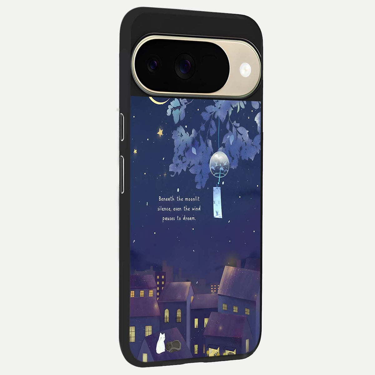  Moonlit Cat Silence back cover For Google Pixel 9 slim fit glass case with vibrant aesthetic design