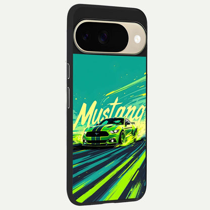  Mustang Bang back cover For Google Pixel 9 slim fit glass case with vibrant aesthetic design